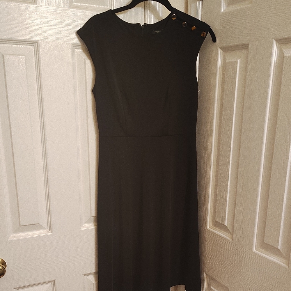 Chic Black Midi Dress with Button Accents